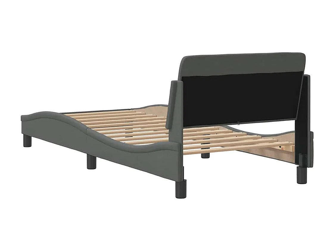 Cadre de lit Dover gris foncé 90x200 cm tissu