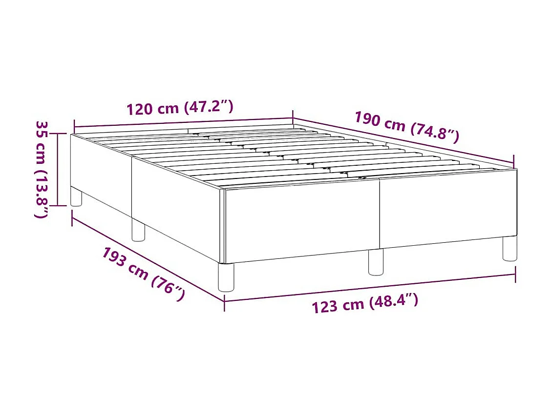 Cadre de lit sans matelas gris foncé 120x190 cm tissu