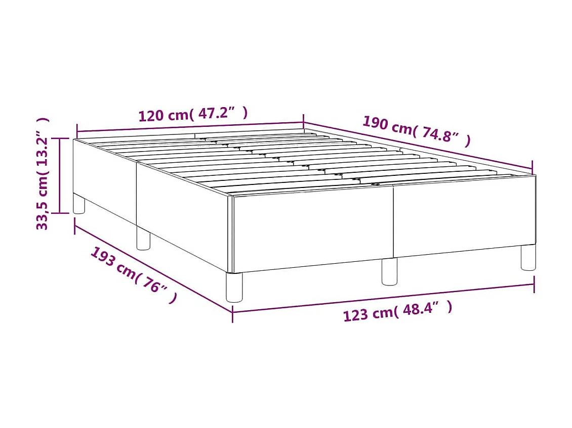 Cadre de lit sans matelas gris foncé 120x190 cm tissu