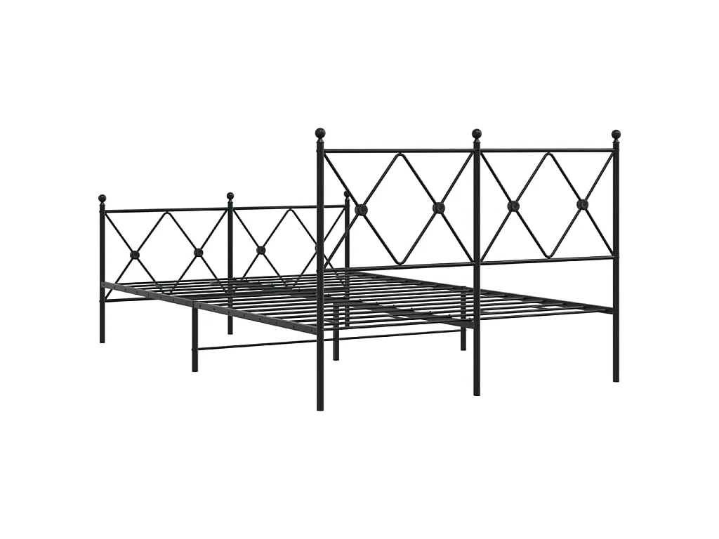 Bedframe met hoofd- en voeteneinde metaal zwart 120x190 cm