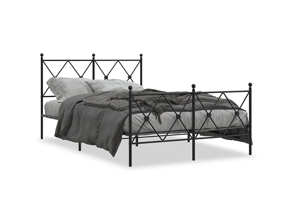 Bedframe met hoofd- en voeteneinde metaal zwart 120x190 cm