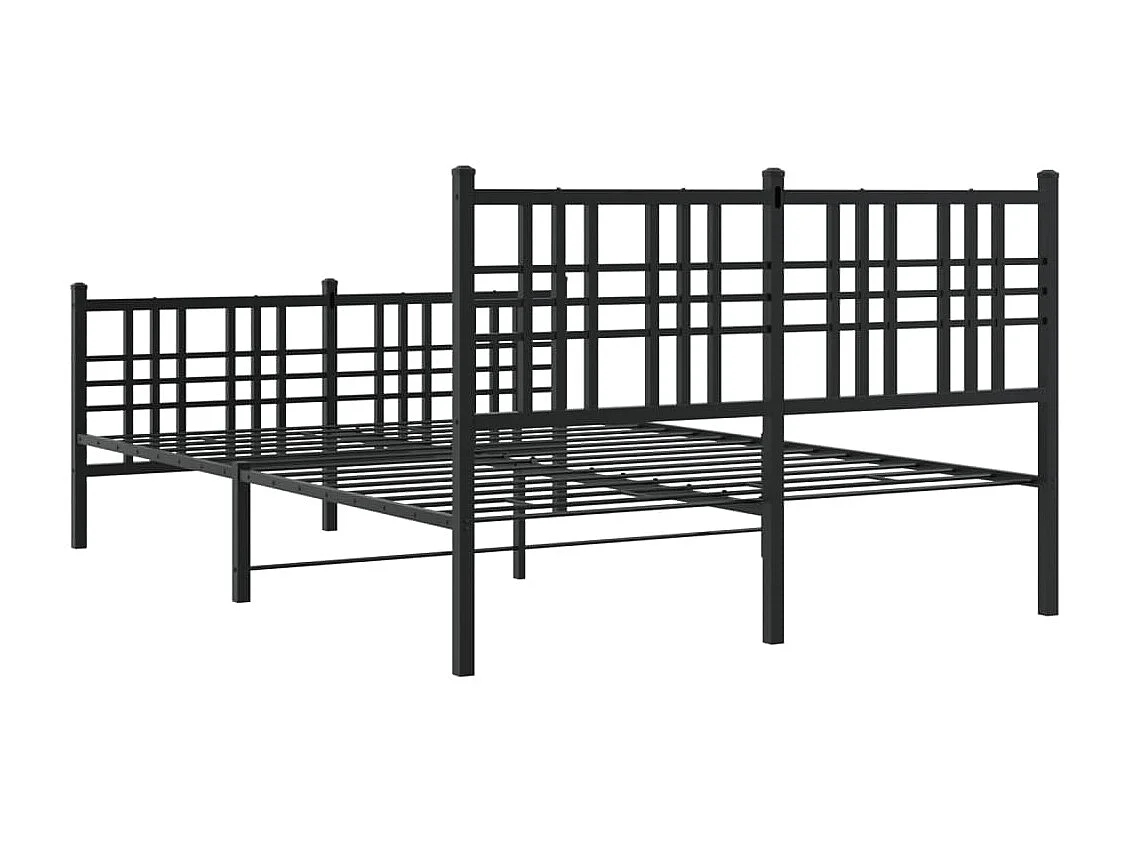 Estrutura de cama com cabeceira e pés 140x190 cm metal preto