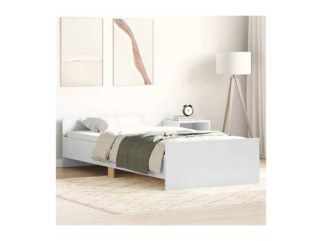 Cadre de lit sans matelas blanc 90x190 cm bois d'ingénierie