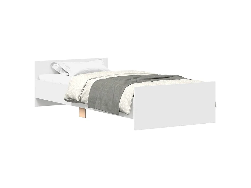 Bedframe bewerkt hout wit 90x190 cm