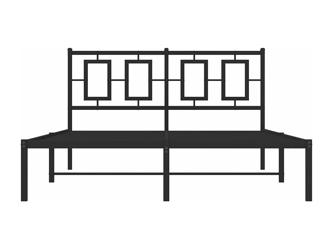 Bedframe met hoofdbord metaal zwart 140x190 cm