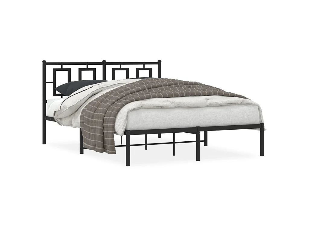 Bedframe met hoofdbord metaal zwart 140x190 cm