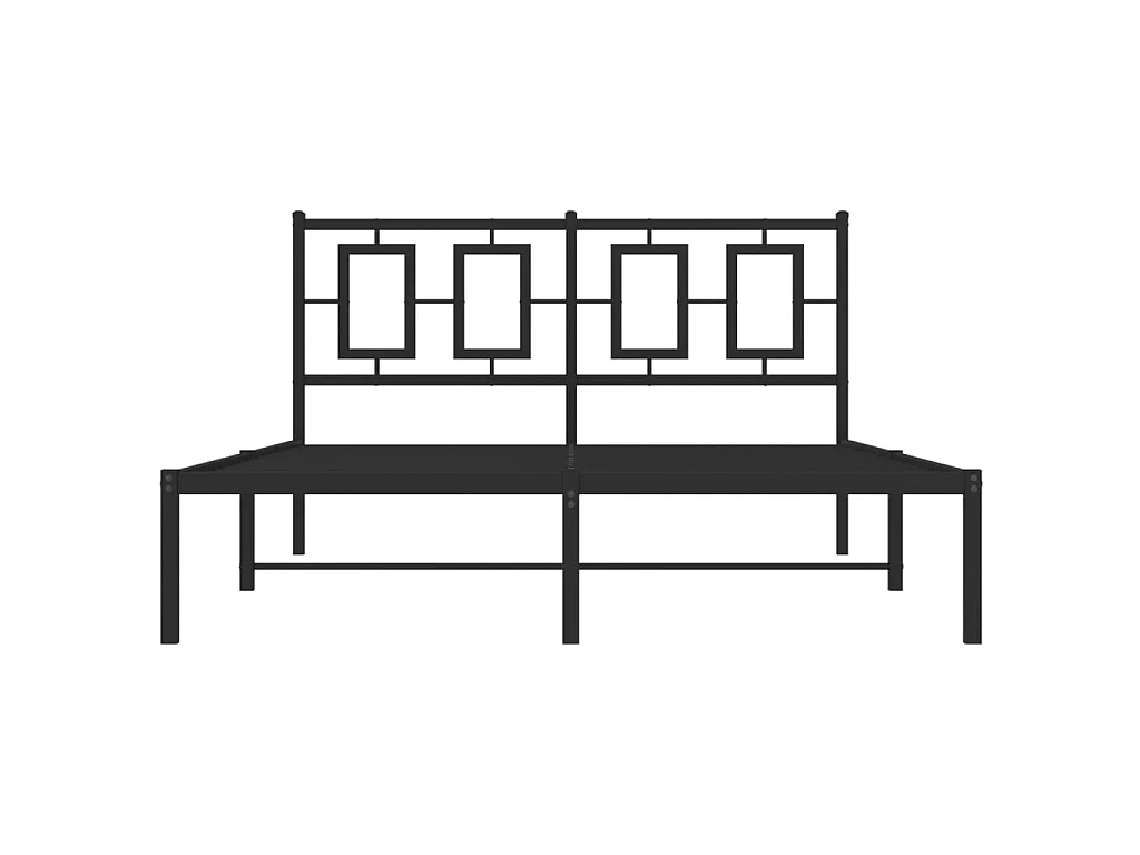 Bedframe met hoofdbord metaal zwart 140x190 cm