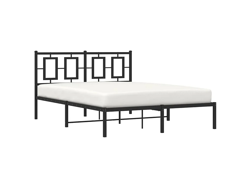 Cadre de lit métal sans matelas avec tête de lit noir 140x190cm