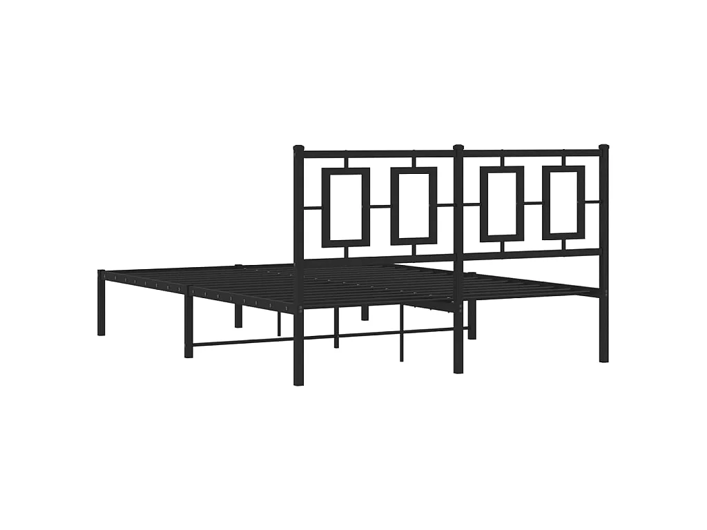 Cadre de lit métal sans matelas avec tête de lit noir 140x190cm