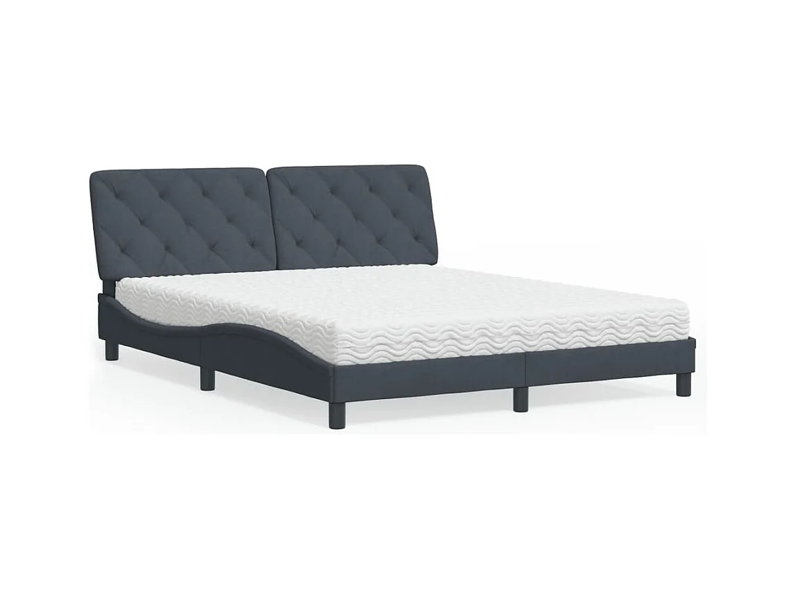 Bett mit Matratze Dunkelgrau 160x200 cm Samt