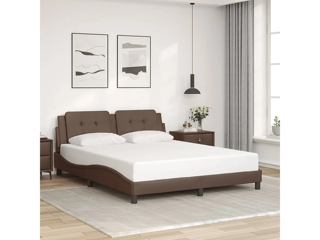 Cadre de lit avec LED sans matelas Zadar marron 160x200 cm