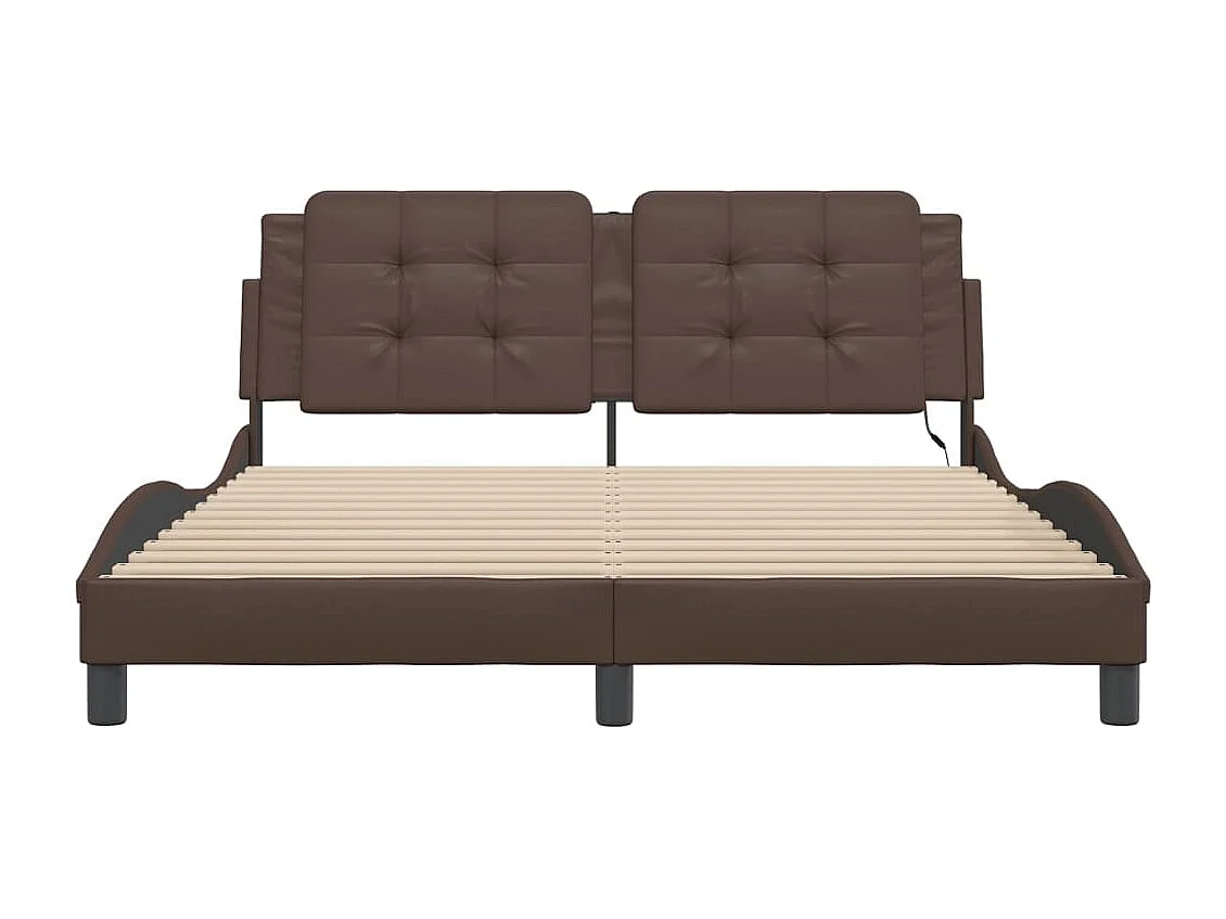 Estrutura de cama com LED sem colchão Zadar 160x200cm castanho