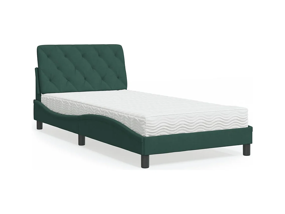 Lit avec matelas vert foncé 100x200 cm velours