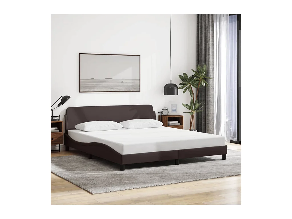 Cadre de lit sans matelas marron foncé 180x200 cm tissu