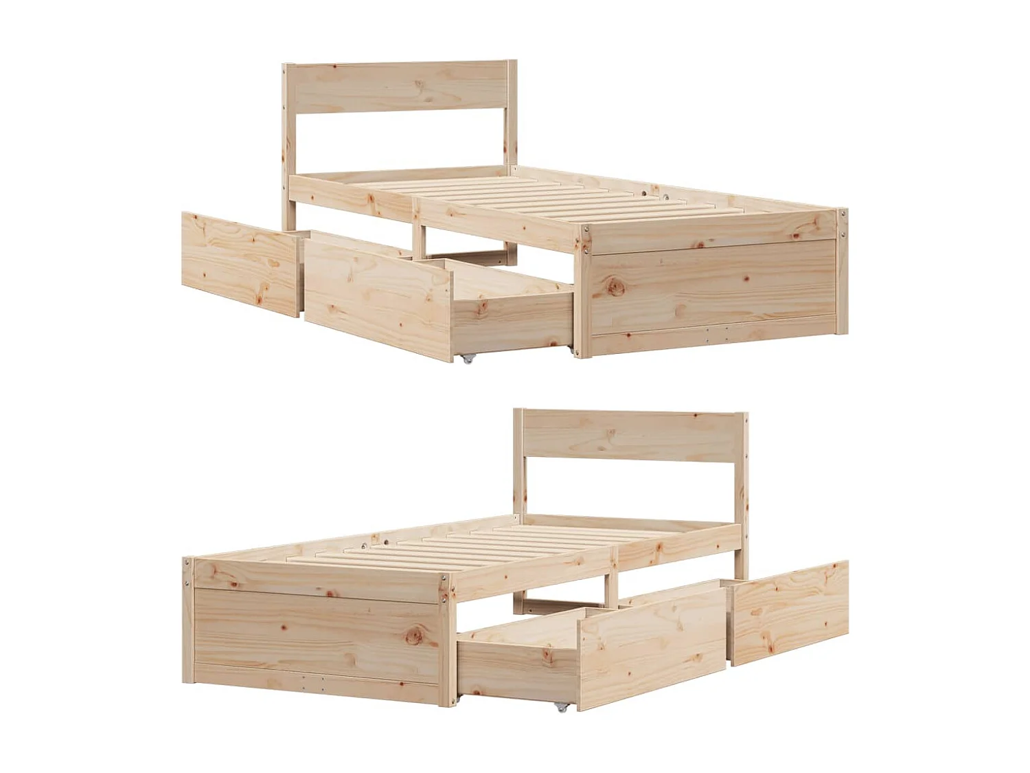 Bedframe zonder matras massief grenenhout 75x190 cm