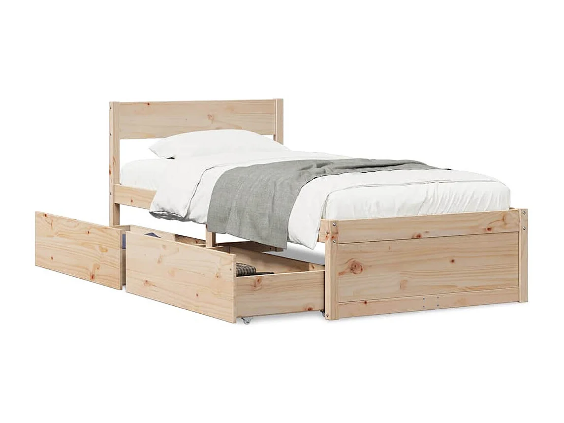 Bedframe zonder matras massief grenenhout 75x190 cm
