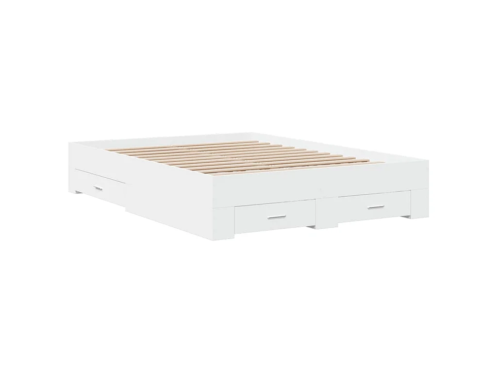 Bedframe met lades bewerkt hout wit 120x190 cm