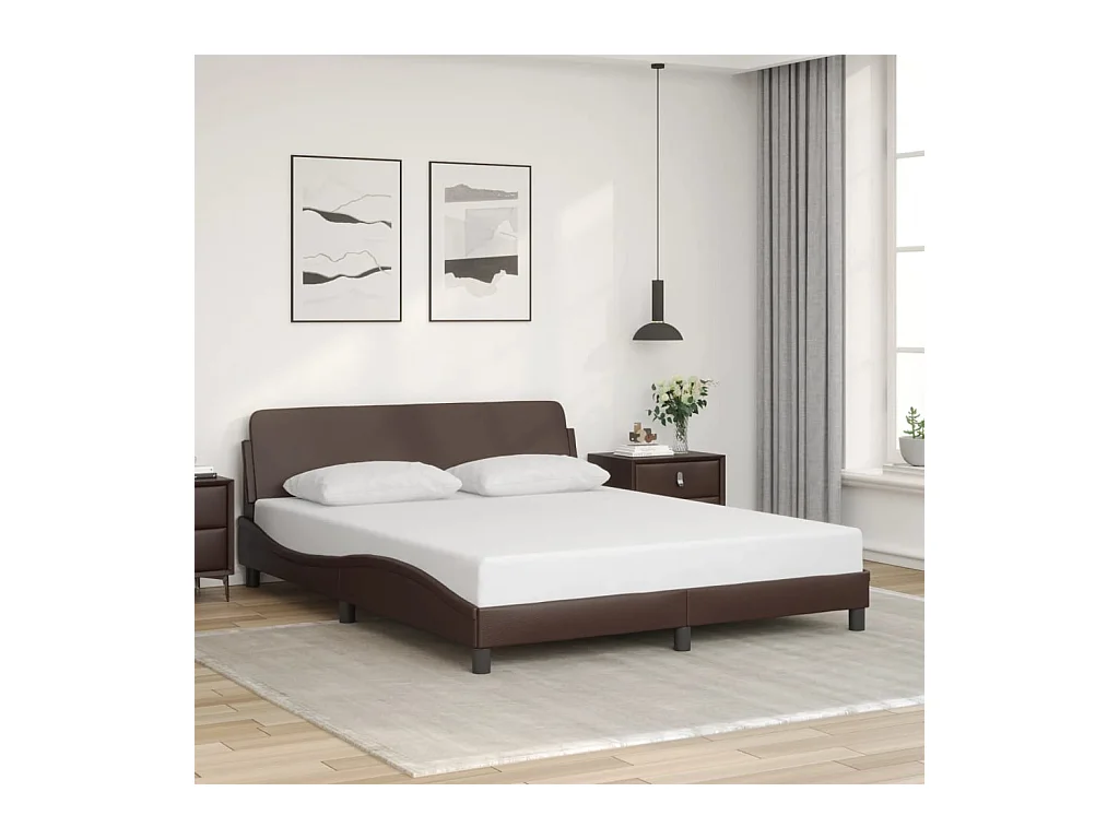 Cadre de lit sans matelas marron 160x200 cm similicuir
