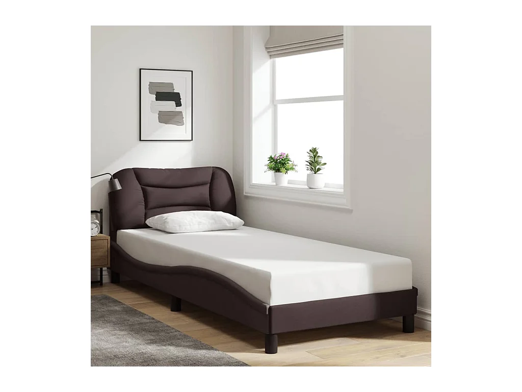 Giroletto senza Materasso Marrone Scuro 80x200 cm Tessuto