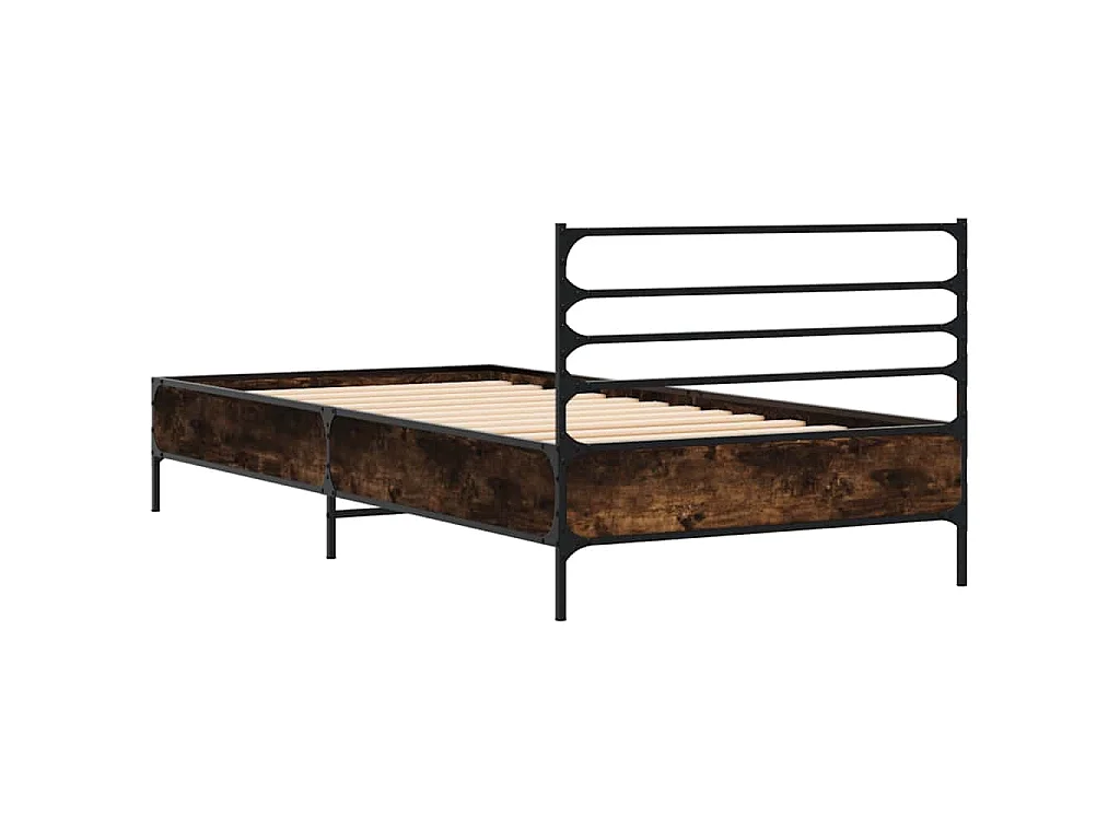 Cadre de lit sans matelas chêne fumé 100x200 cm