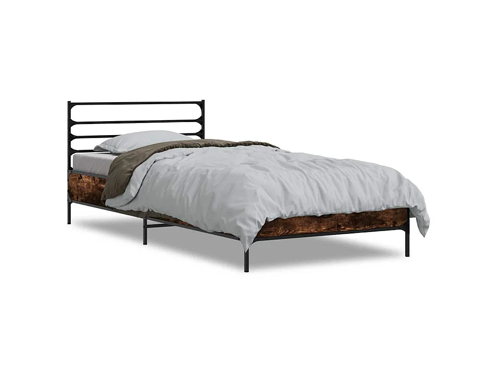 Cadre de lit sans matelas chêne fumé 100x200 cm