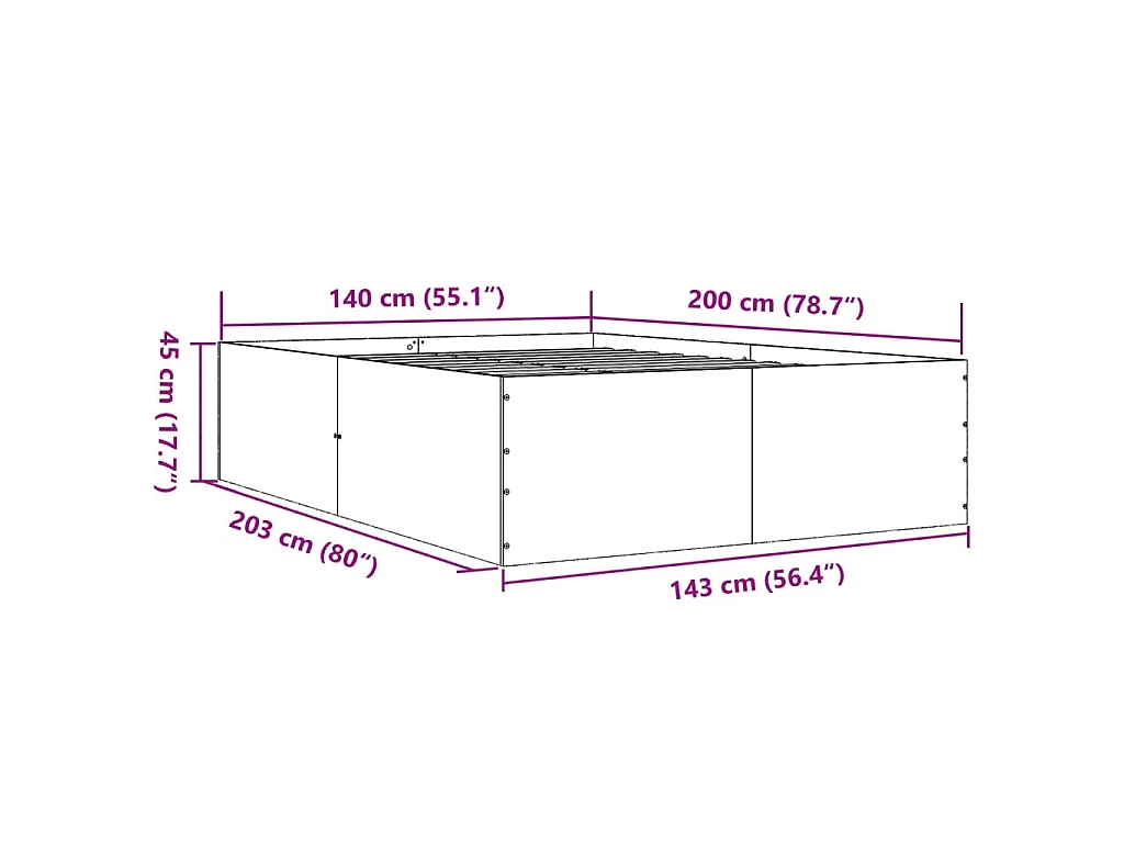 Bettgestell Weiß 140x200 cm Holzwerkstoff