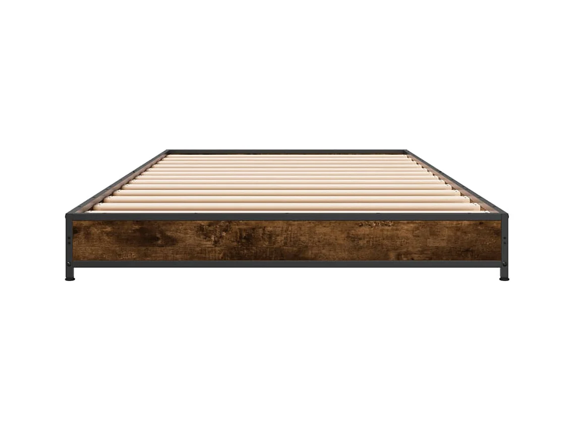 Bettgestell Räuchereiche 75x190 cm Holzwerkstoff und Metall