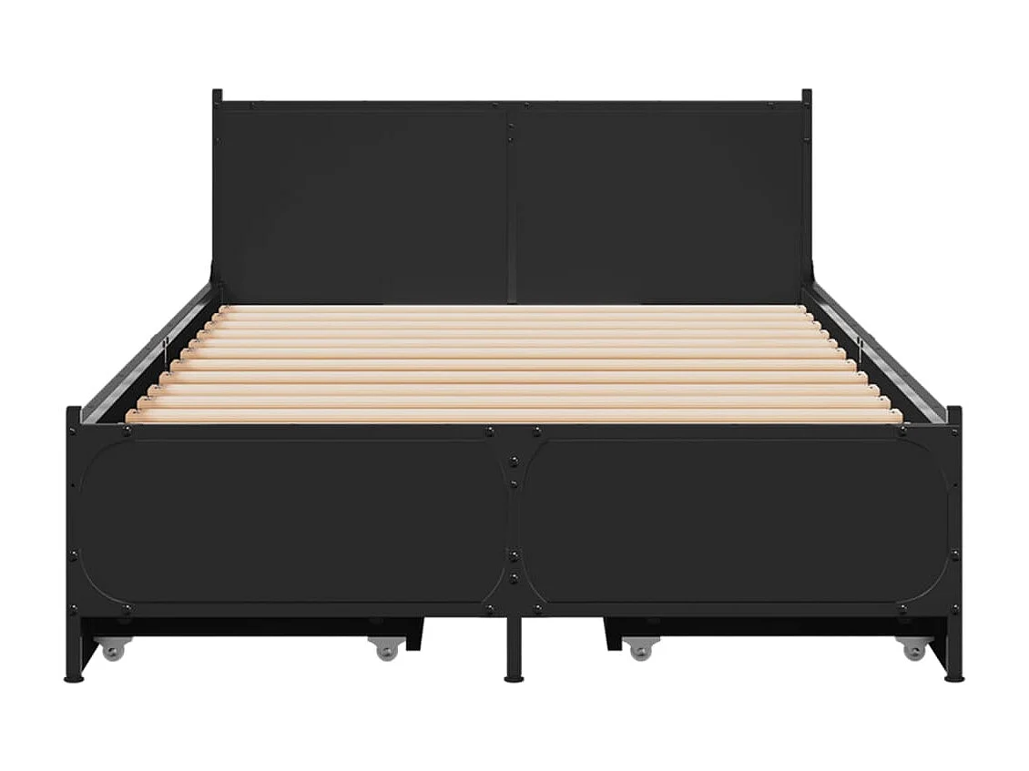 Bettgestell mit Schubladen Schwarz 90x190 cm Holzwerkstoff