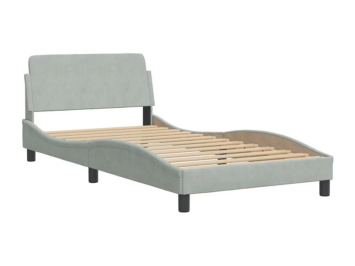 Lit avec matelas Dover gris clair 100x200 cm velours