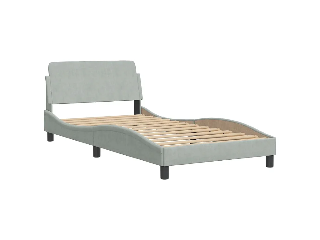 Lit avec matelas Dover gris clair 100x200 cm velours