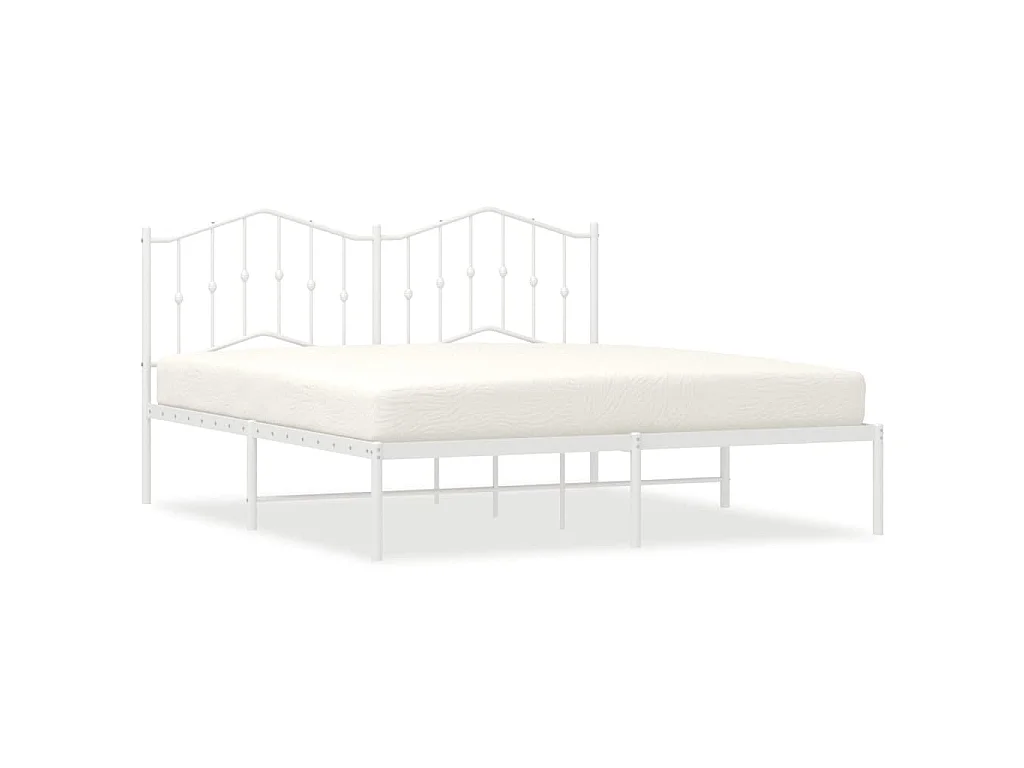 Cadre de lit métal sans matelas et tête de lit blanc 180x200 cm