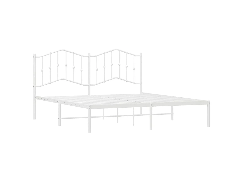 Cadre de lit métal sans matelas et tête de lit blanc 180x200 cm
