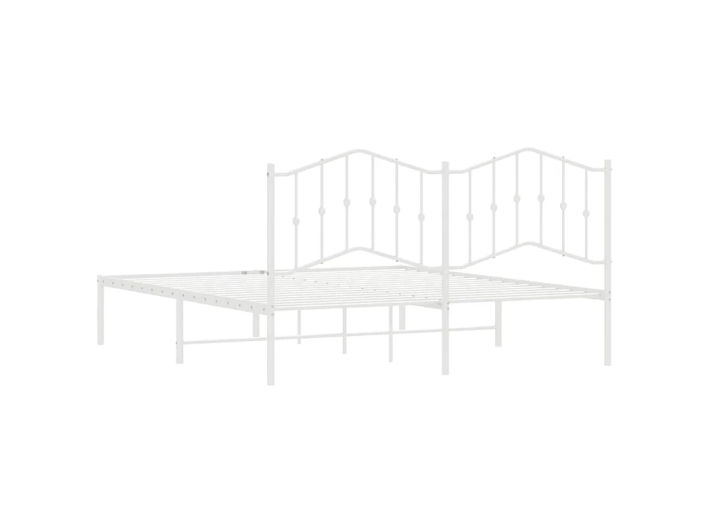 Cadre de lit métal sans matelas et tête de lit blanc 180x200 cm