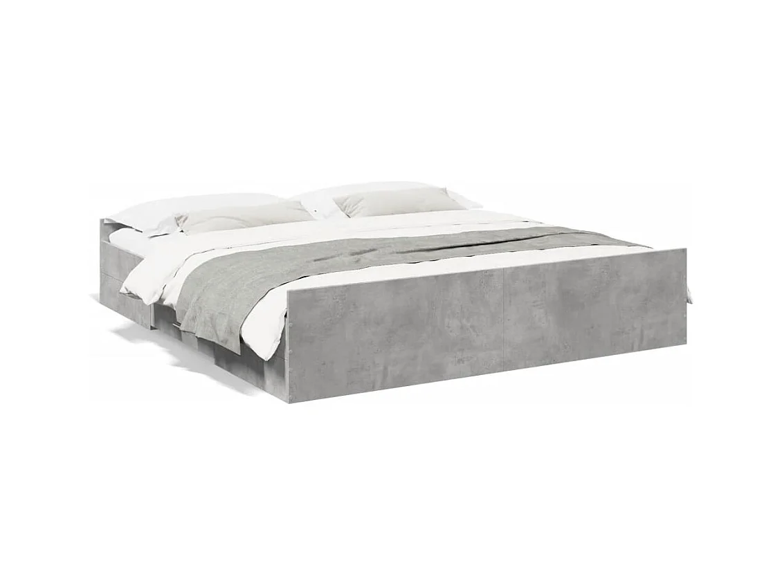 Bedframe met lades bewerkt hout betongrijs 180x200 cm