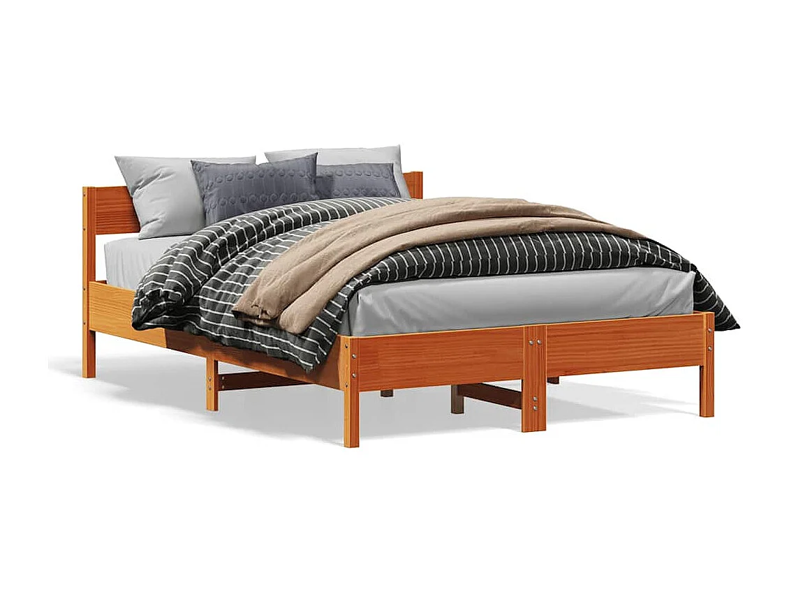 Bedframe zonder matras massief grenenhout wasbruin 140x200 cm