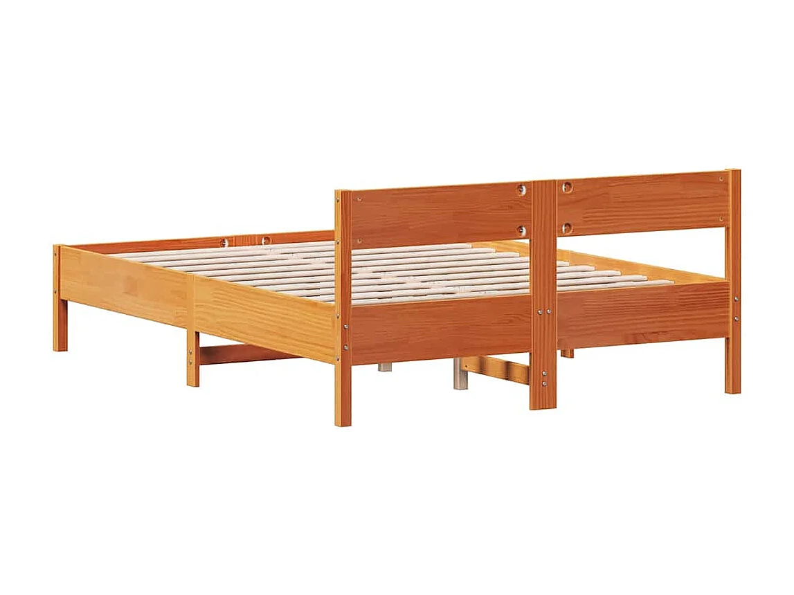 Bedframe zonder matras massief grenenhout wasbruin 140x200 cm