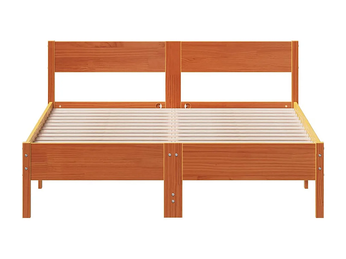 Cadre de lit sans matelas cire marron 140x200cm bois pin massif