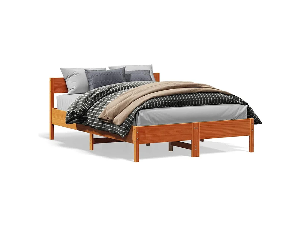 Bedframe zonder matras massief grenenhout wasbruin 140x200 cm