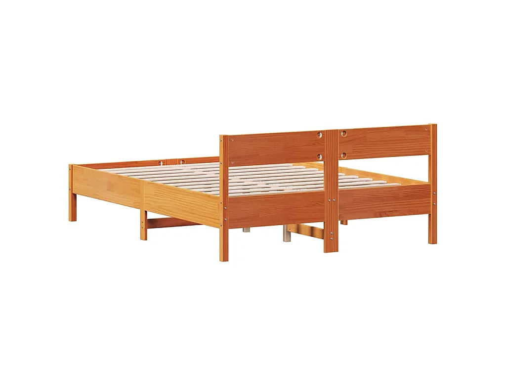 Bedframe zonder matras massief grenenhout wasbruin 140x200 cm