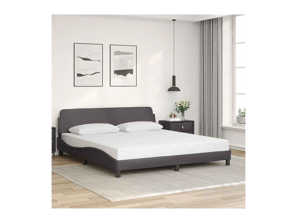 Cadre de lit sans matelas gris 180x200 cm similicuir