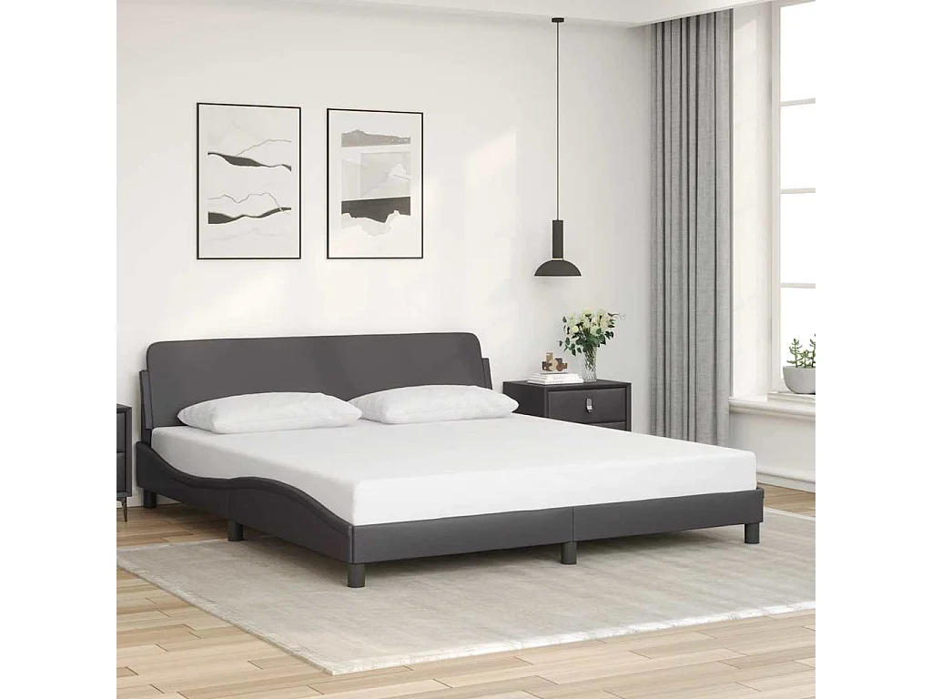 Cadre de lit Dover gris 180x200 cm similicuir