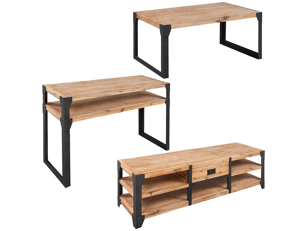 Mobilier de salon 3 pièces Bois d'acacia massif