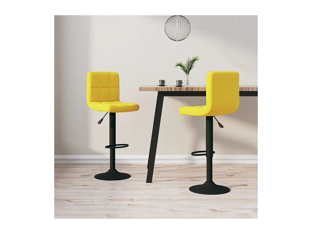 Tabourets de bar lot de 2 jaune moutarde velours