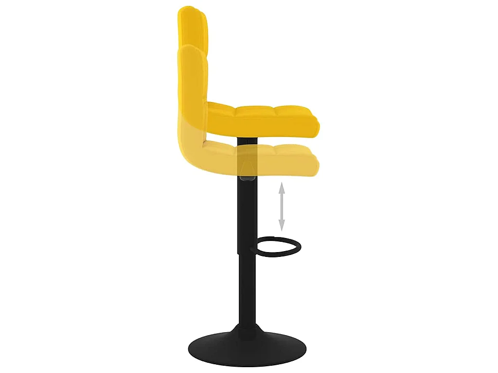 Tabourets de bar lot de 2 jaune moutarde velours