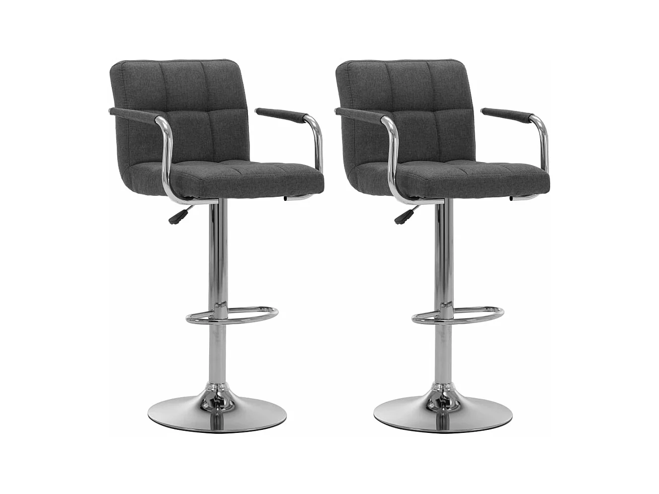 Chaises de bar lot de 2 gris foncé tissu