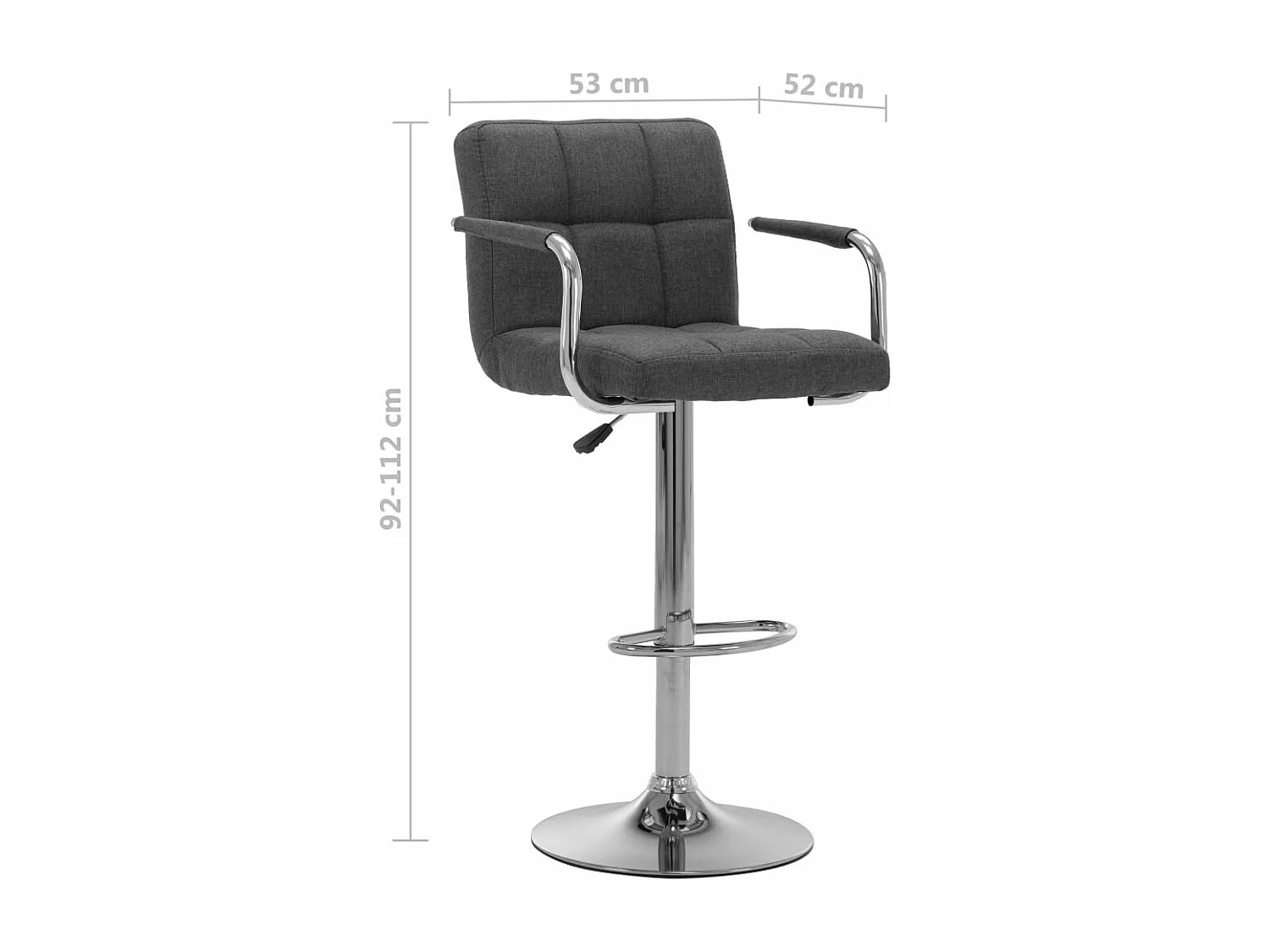 Chaises de bar lot de 2 gris foncé tissu