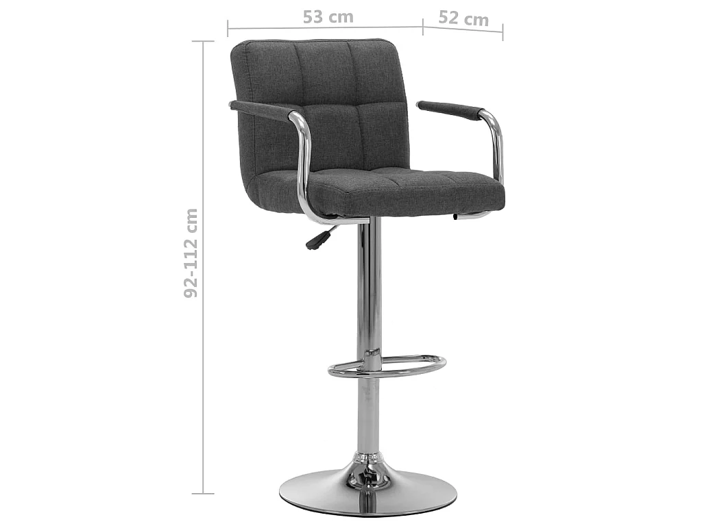 Chaises de bar lot de 2 gris foncé tissu