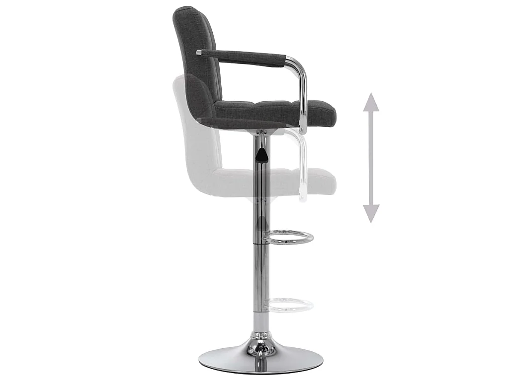 Chaises de bar lot de 2 gris foncé tissu