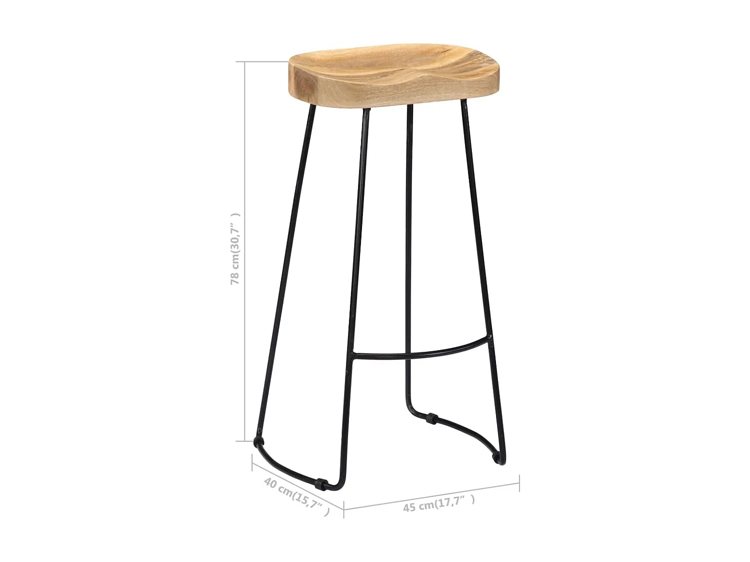 Bancos de bar Gavin 2 pcs madeira mangueira maciça