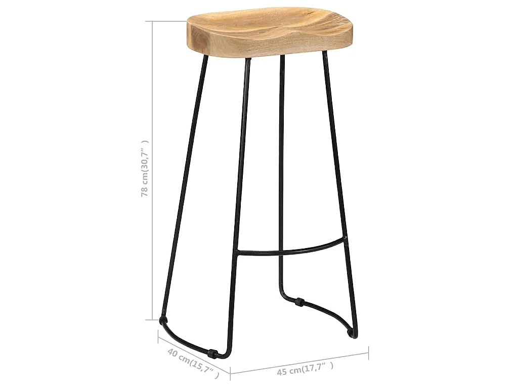 Gavin Barhocker 2 Stk. Massivholz Mango